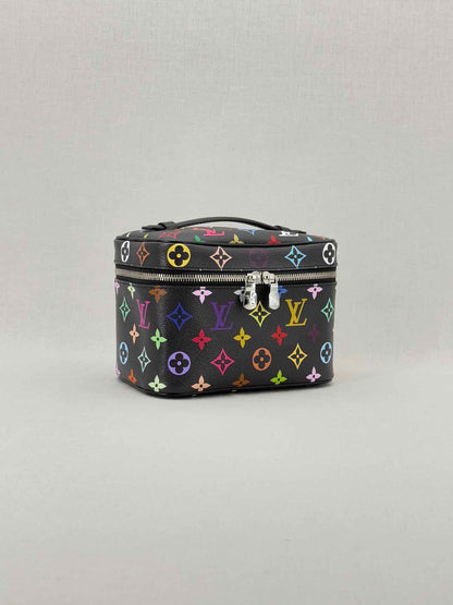 LOUIS VUITTON Nice Black Multicolor Vanity Case