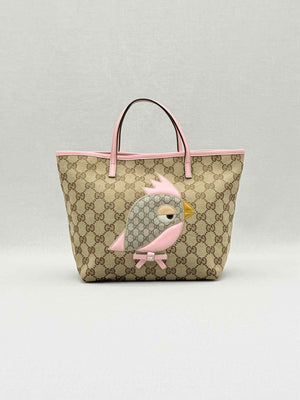 GUCCI Zoo Beige w/ Pink GG Tote Bag