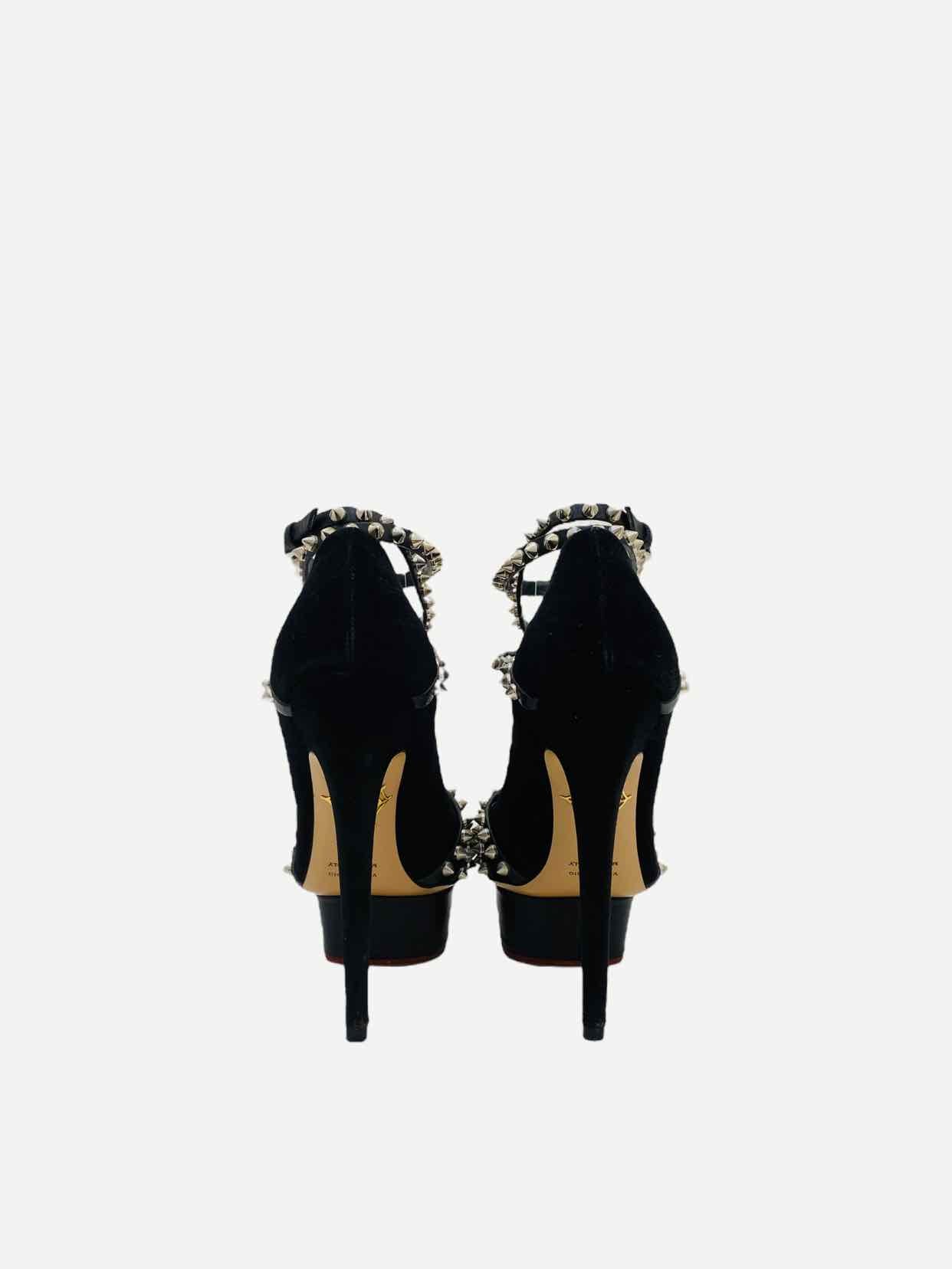 CHARLOTTE OLYMPIA Ankle Strap Black Heeled Sandals