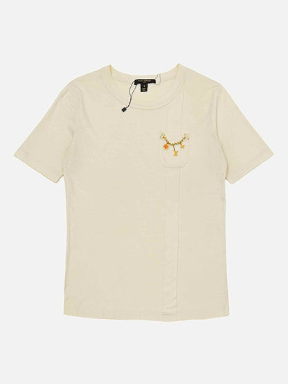 Pre - loved LOUIS VUITTON Beige Jeweled Pocket T - shirt at Reems Closet