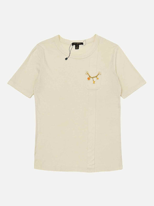 Pre - loved LOUIS VUITTON Beige Jeweled Pocket T - shirt at Reems Closet