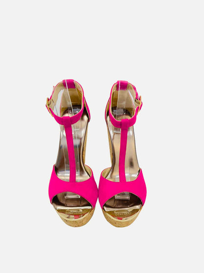 JIMMY CHOO T-bar Pink Wedges 36.5