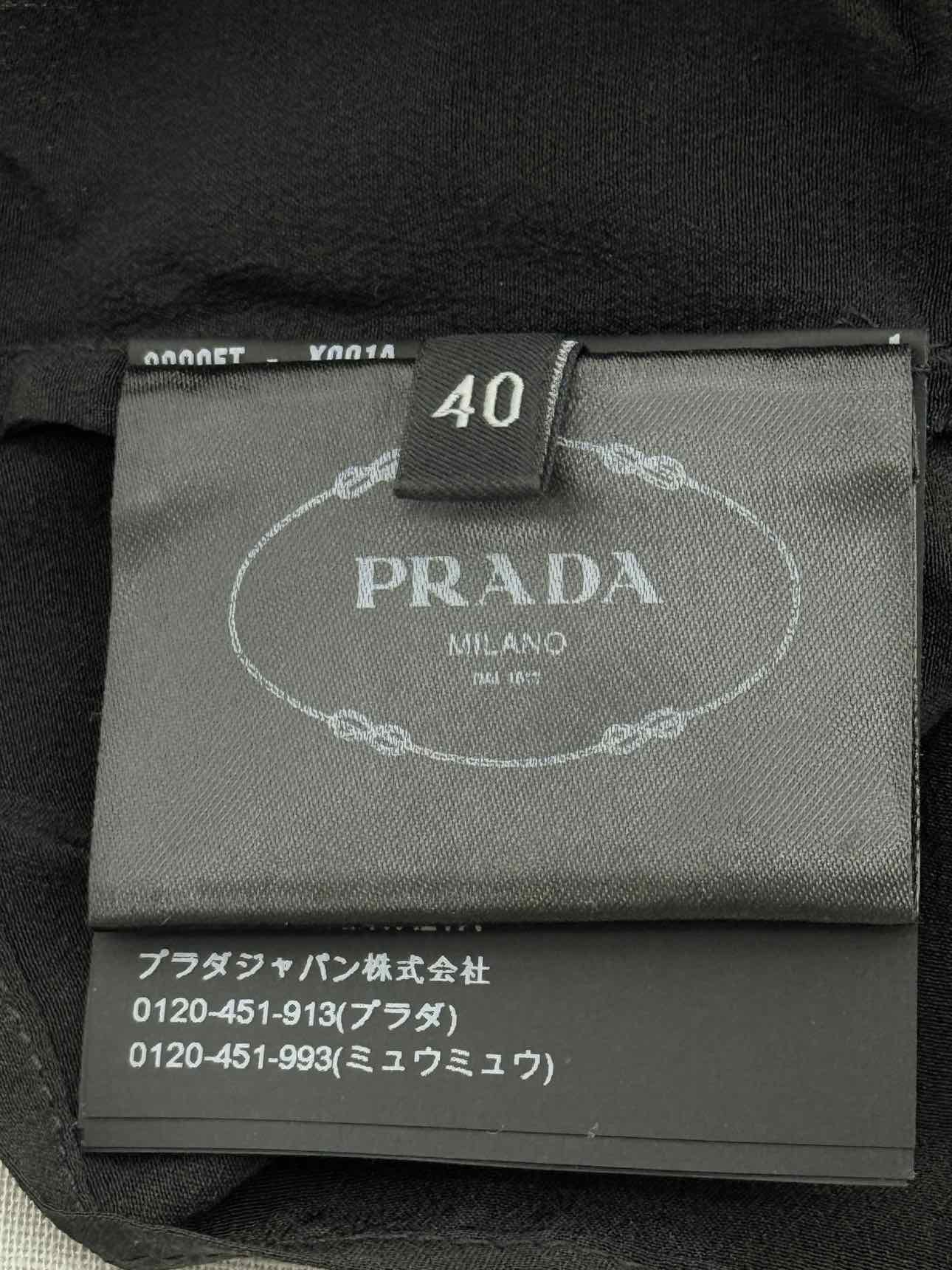 PRADA Black & Silver Logo Plaque Size US 4 Top