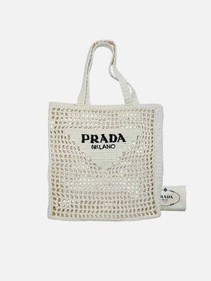 PRADA Crochet White Tote Bag