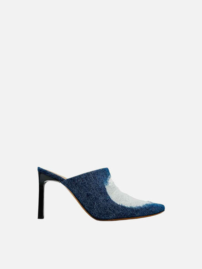 LOEWE Ripped Denim Blue & White Size EU 38 Mules