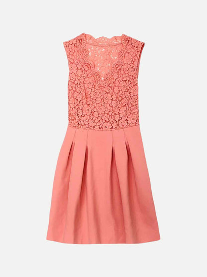 CLAUDIE PIERLOT Lace Bodice Pink Knee Length Dress