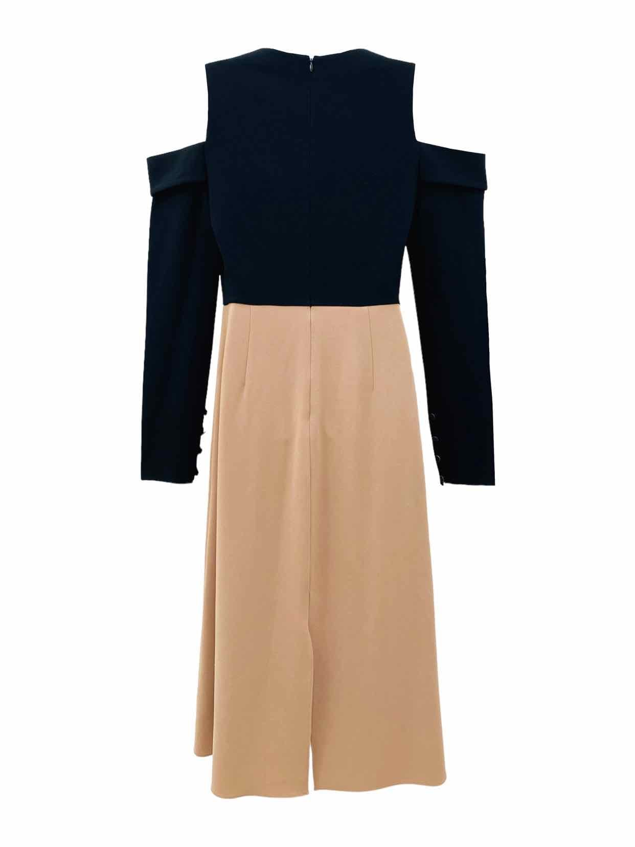 TIBI A-Line Black & Beige Midi Dress