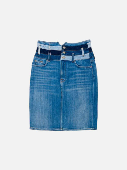 7 FOR ALL MANKIND Blue Size 31 Knee Length Skirt