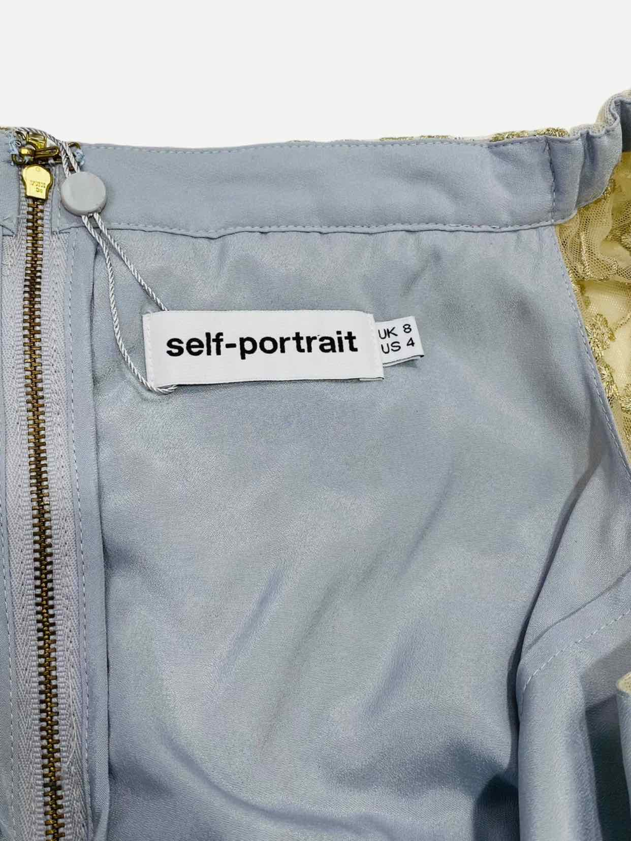 SELF-PORTRAIT Off Shoulder Gold & Silver Size US 4 Top