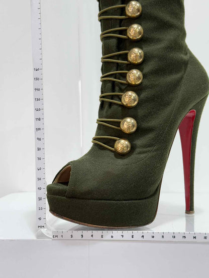 CHRISTIAN LOUBOUTIN Alta Bouton Khaki Size EU 39 Boots