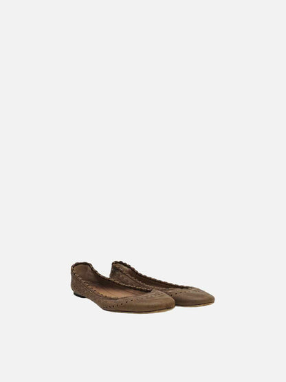 CHLOE Woven Brown Ballet Flats