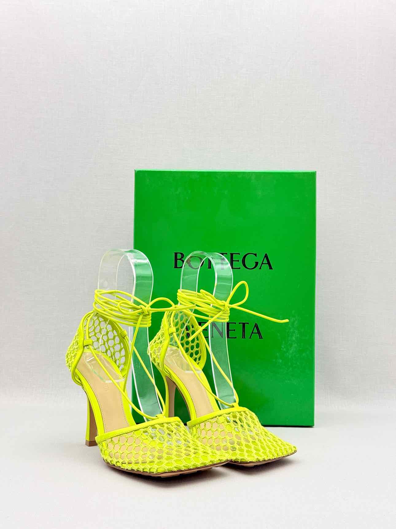 BOTTEGA VENETA Neon Yellow Size EU 38.5 Heeled Sandals