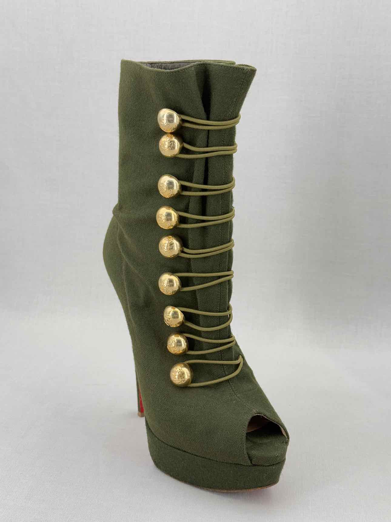 CHRISTIAN LOUBOUTIN Alta Bouton Khaki Size EU 39 Boots