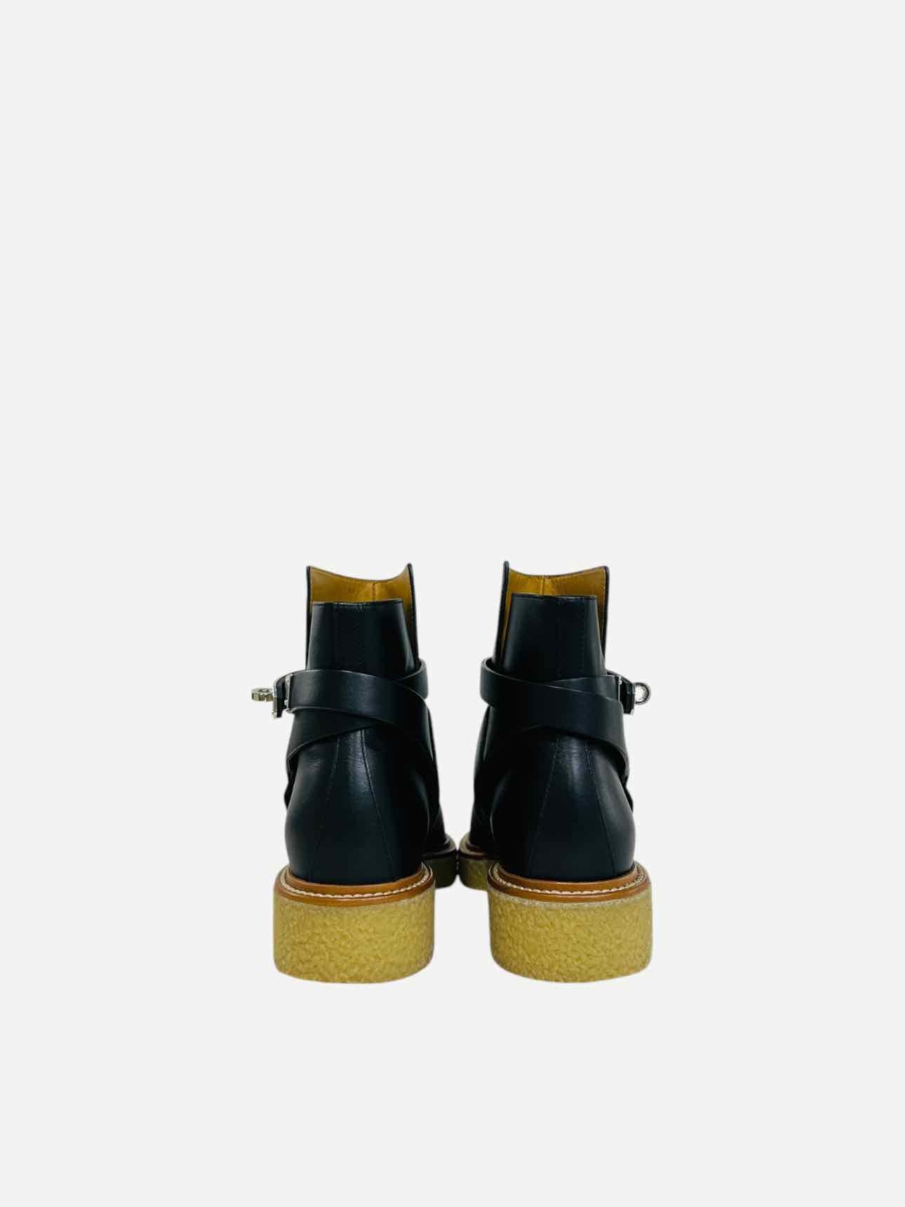 HERMES History Black Booties 36