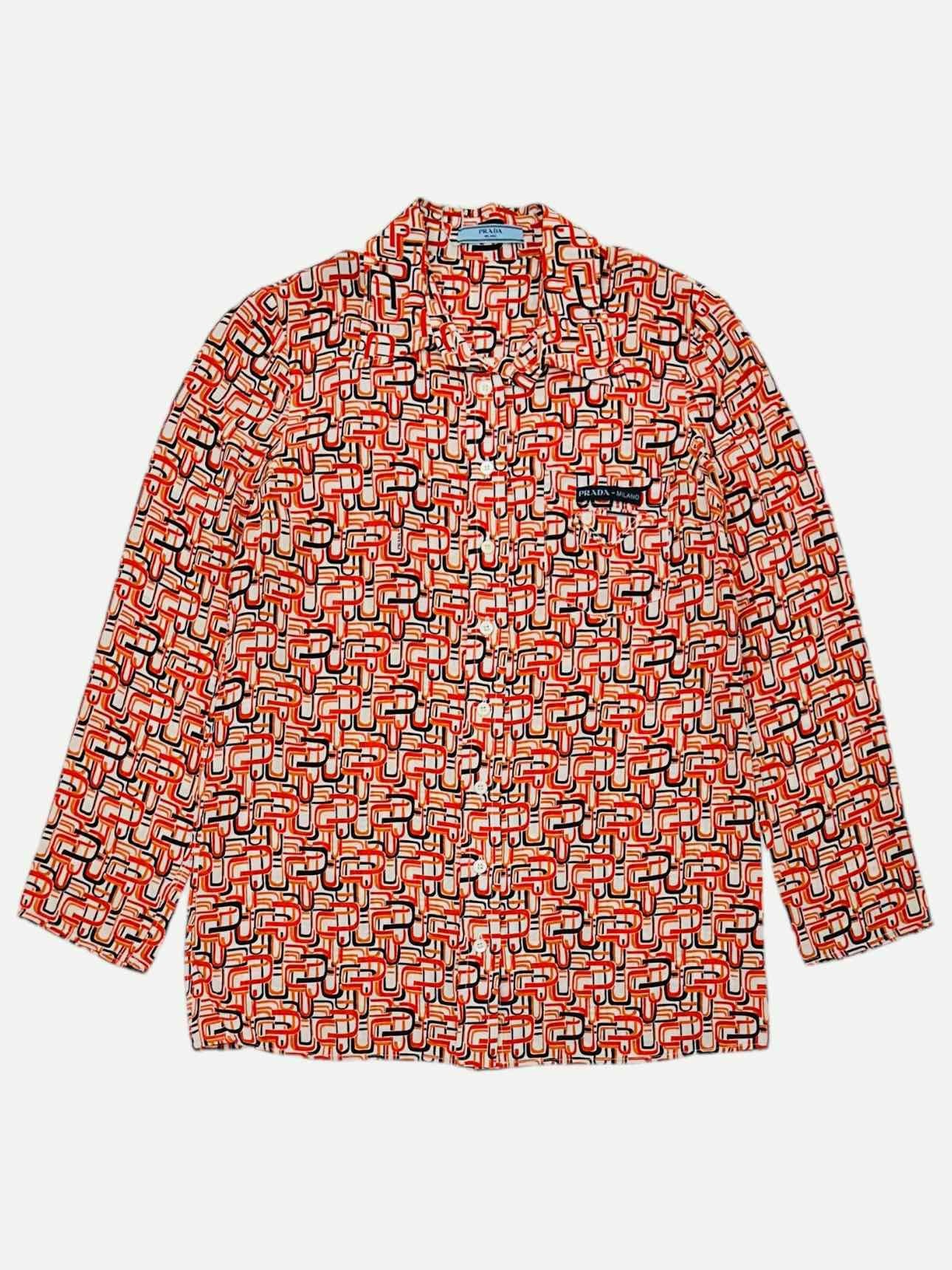 PRADA Orange Multicolor Printed Size US 4 Shirt