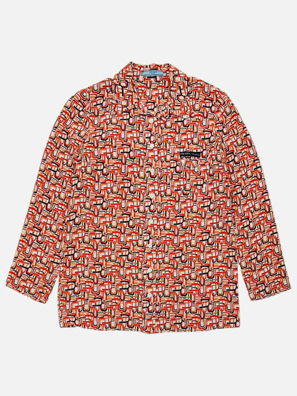 PRADA Orange Multicolor Printed Size US 4 Shirt