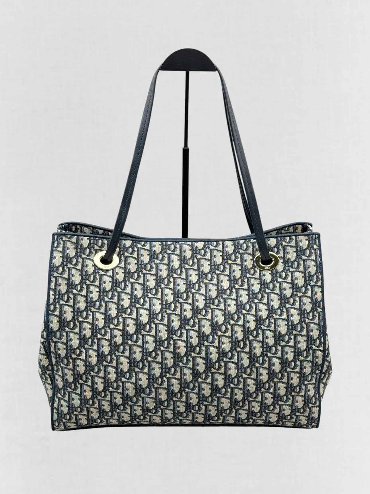 DIOR Promenade Blue & Beige Oblique Jacquard Tote Bag