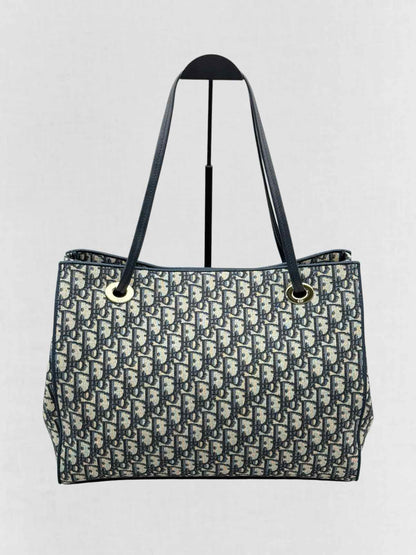 DIOR Promenade Blue & Beige Oblique Jacquard Tote Bag