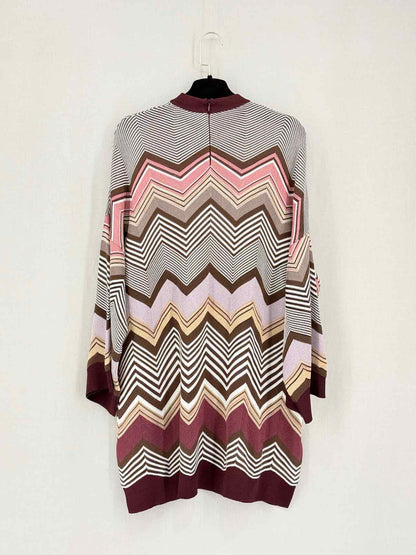 MISSONI Brown Multicolor Zigzag Size Medium Sweater