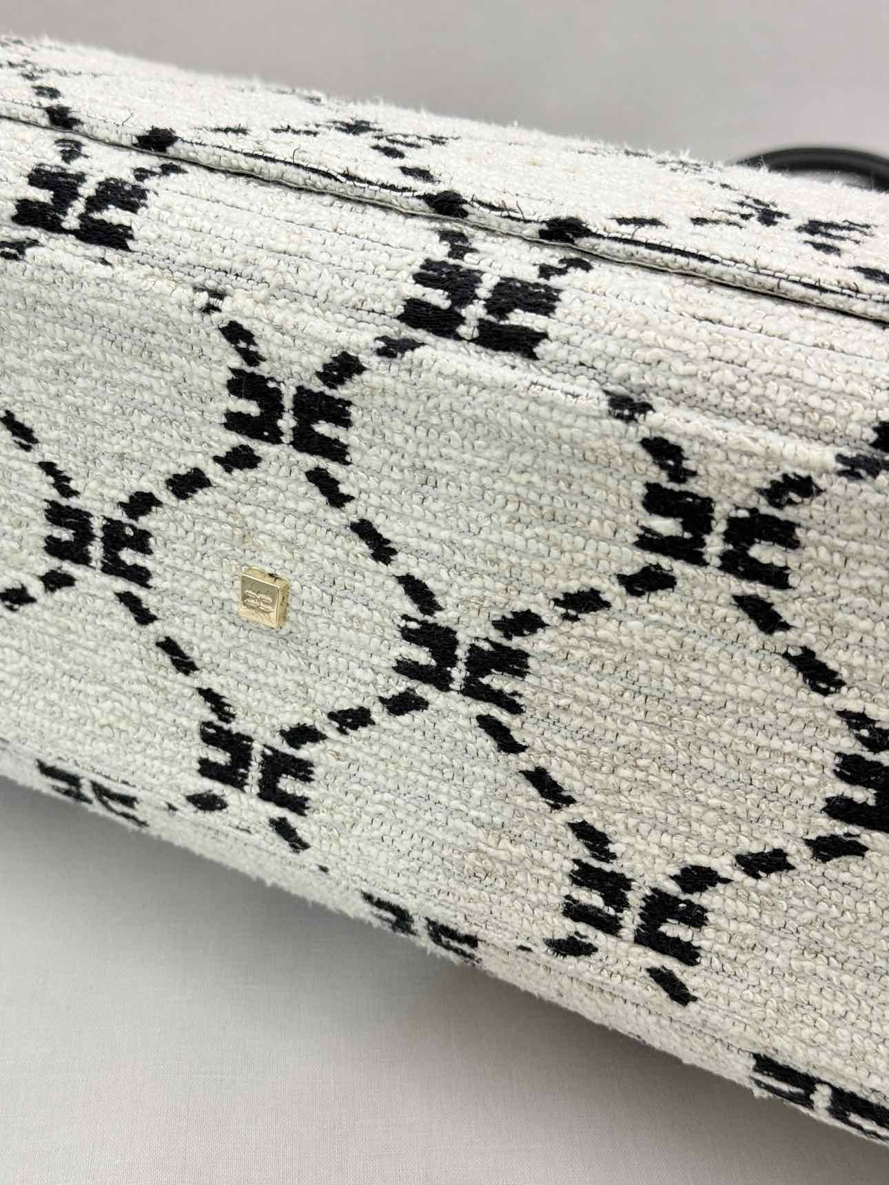 ELISABETTA FRANCHI White & Black EF Monogram Tote Bag