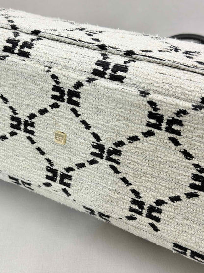 ELISABETTA FRANCHI White & Black EF Monogram Tote Bag