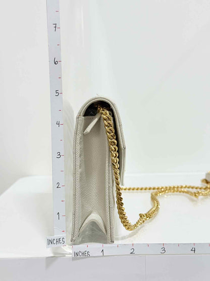 SAINT LAURENT Cassandre White Chevron Shoulder Bag