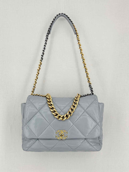 CHANEL 19 Flap Grey Quilted Shoulder Bag