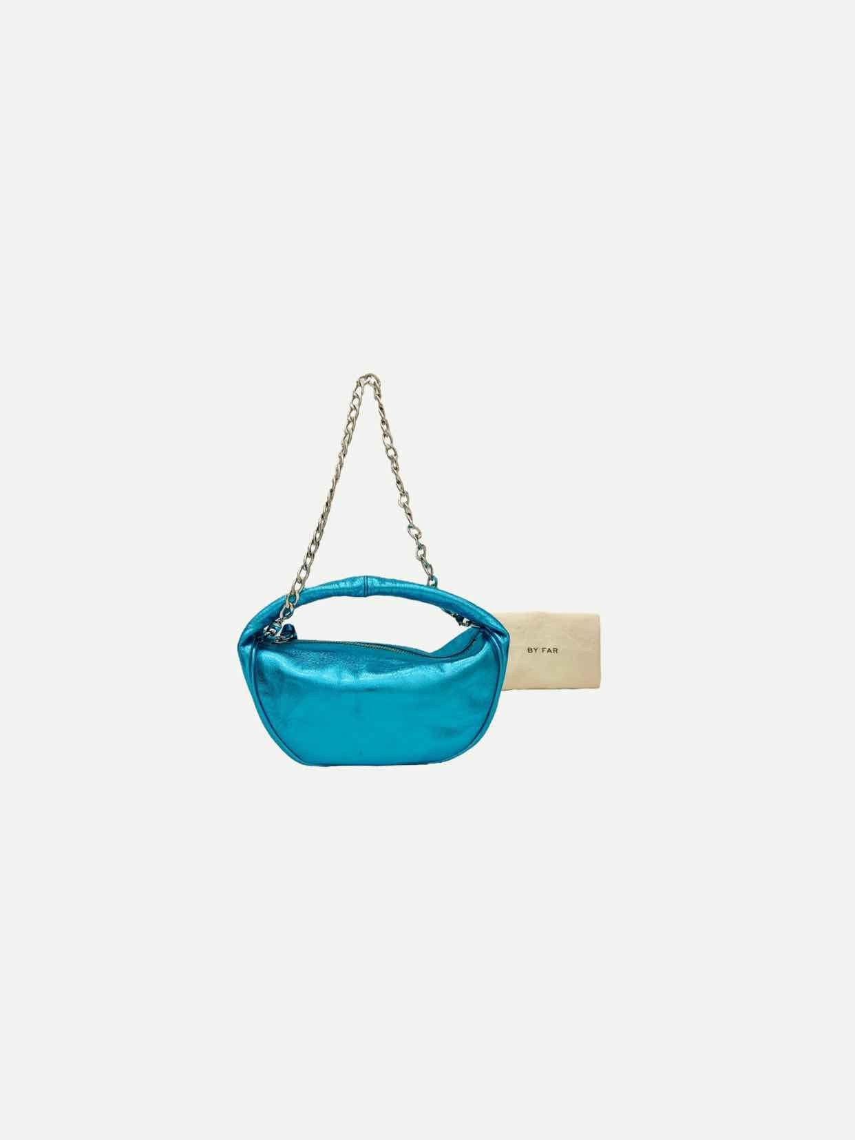 BY FAR Cush Metallic Blue Shoulder Bag