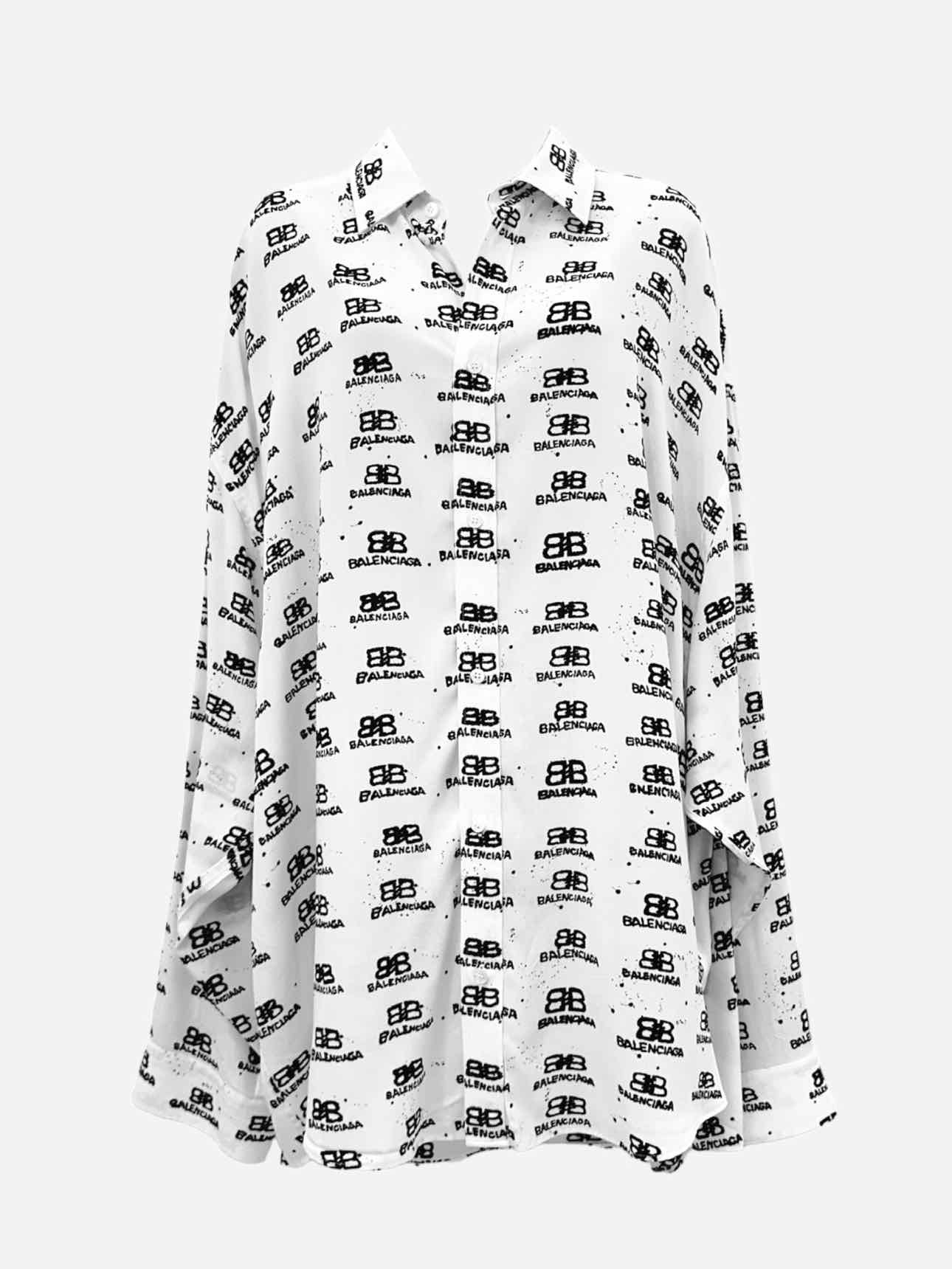 BALENCIAGA White w/ Black Logo Size US 2 Shirt