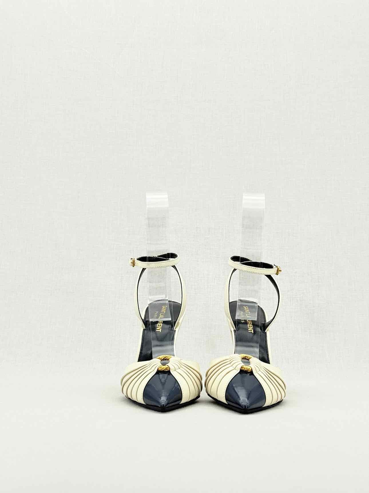SAINT LAURENT Black & Cream Size EU 36 Heeled Sandals