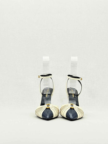SAINT LAURENT Black & Cream Size EU 36 Heeled Sandals