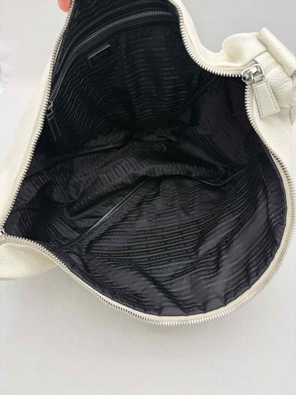 PRADA Triangle Off-white Shoulder Bag