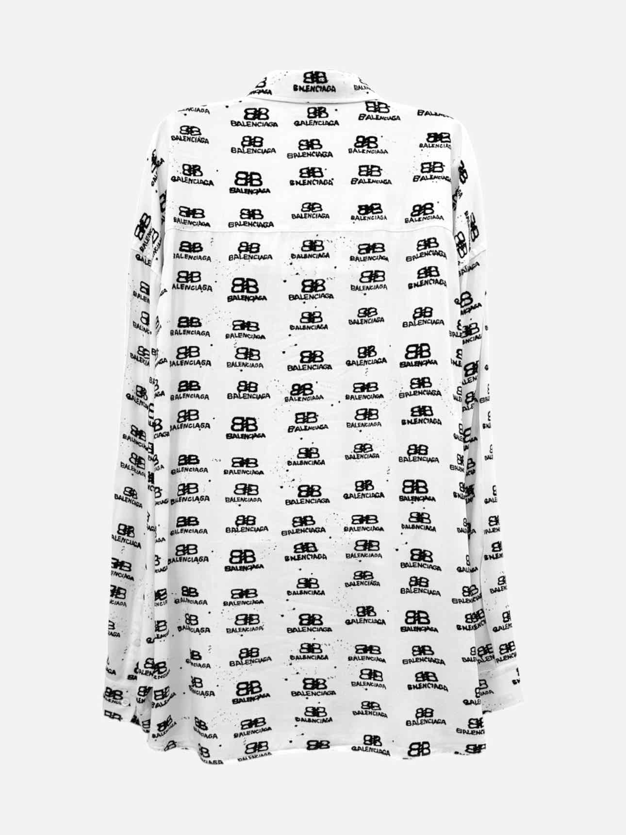 BALENCIAGA White w/ Black Logo Size US 2 Shirt