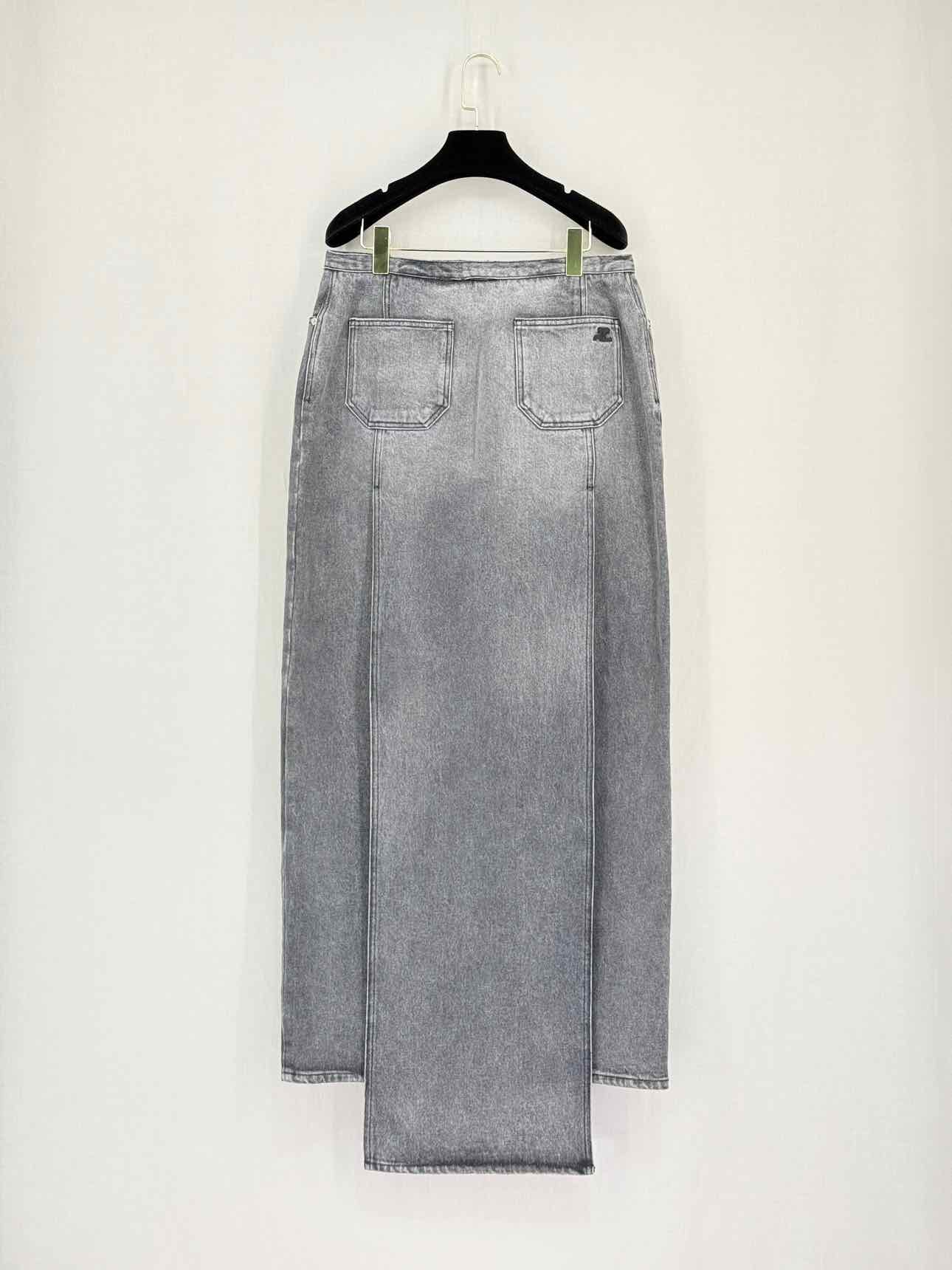 COURREGES Heritage Cut-Out Grey Size US 10 Long Skirt