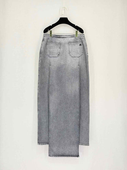 COURREGES Heritage Cut-Out Grey Size US 10 Long Skirt
