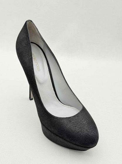 SERGIO ROSSI Black Lizard Embossed Size EU 41 Pumps
