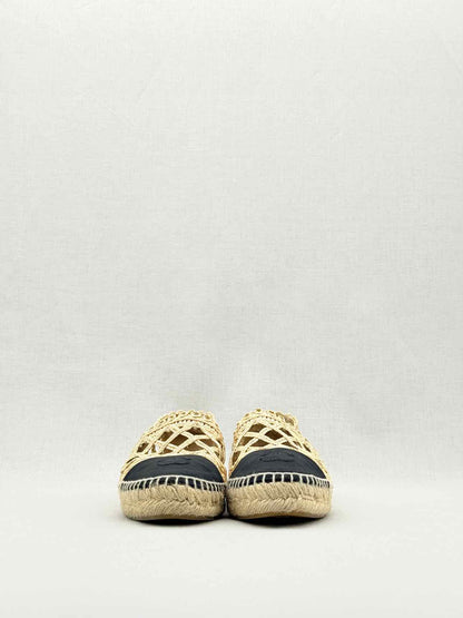 CHANEL Espadrilles Beige & Black Size EU 38 Flats