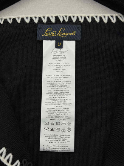 LUISA SPAGNOLI Meglio Black w/ White Size One Size Cape