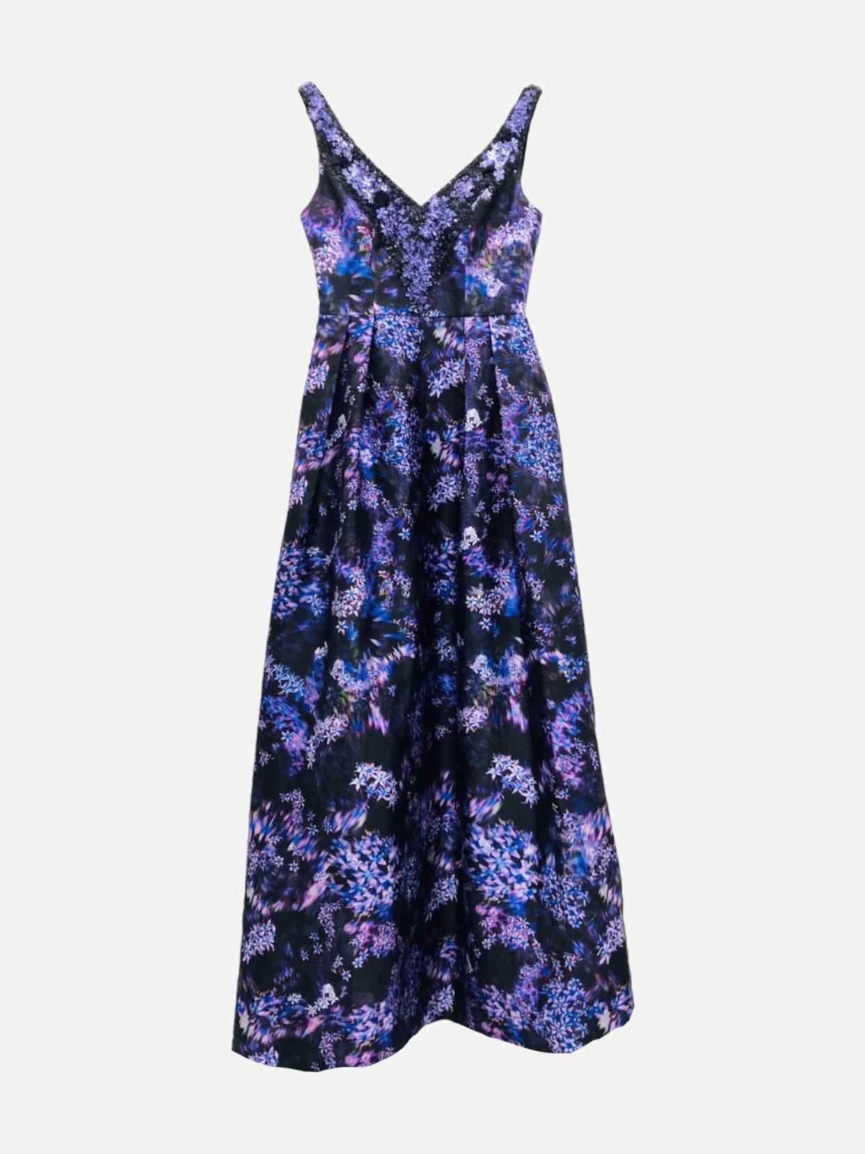 THEIA Black Multicolor Size US 6 Long Dress