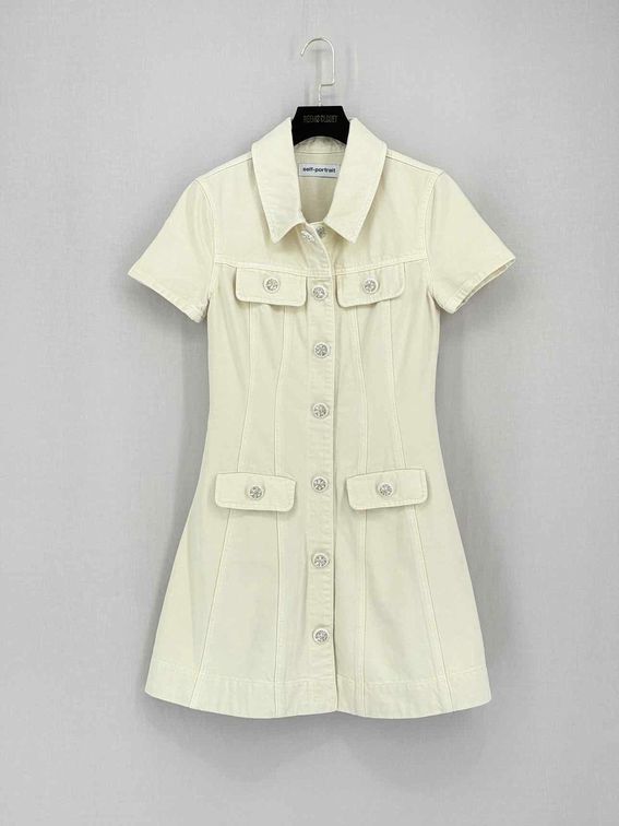 SELF-PORTRAIT Cream Size US 4 Short Dress