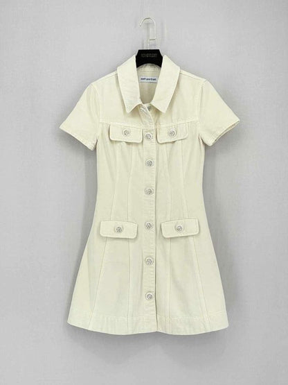SELF-PORTRAIT Cream Size US 4 Short Dress