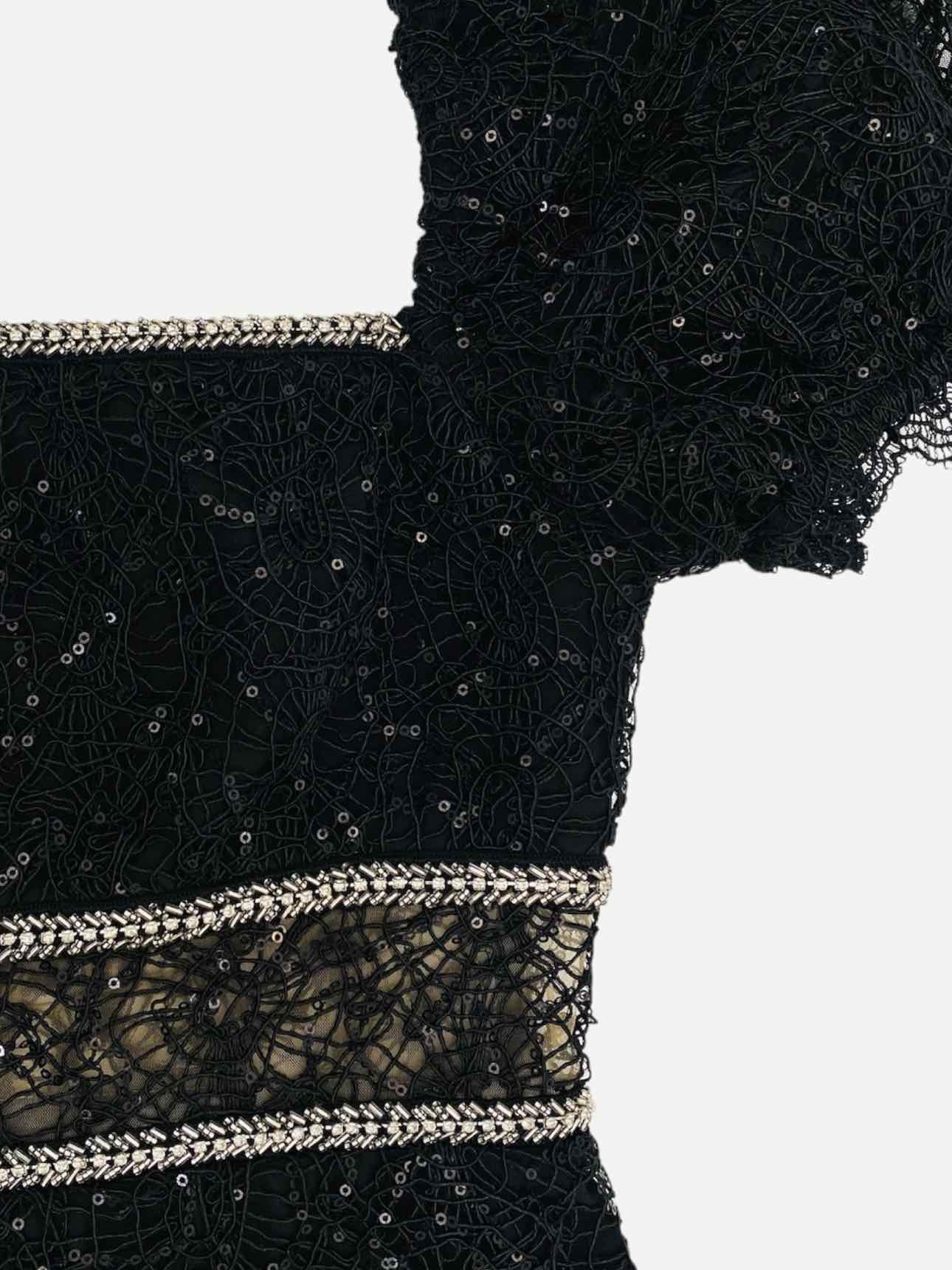 SELF-PORTRAIT Black Lace Detail Midi Dress