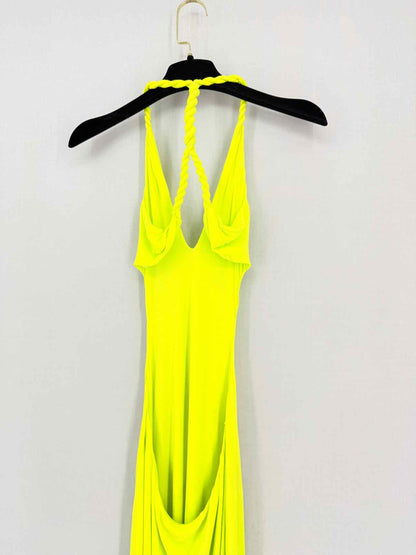 DION LEE V-Neck Rope Neon Green Size US 4 Long Dress