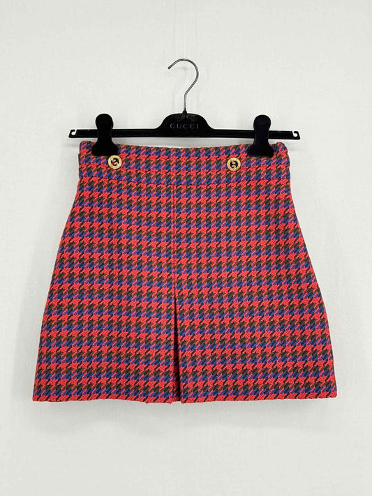 GUCCI Red Multicolor Herringbone Size US 8 Skirt