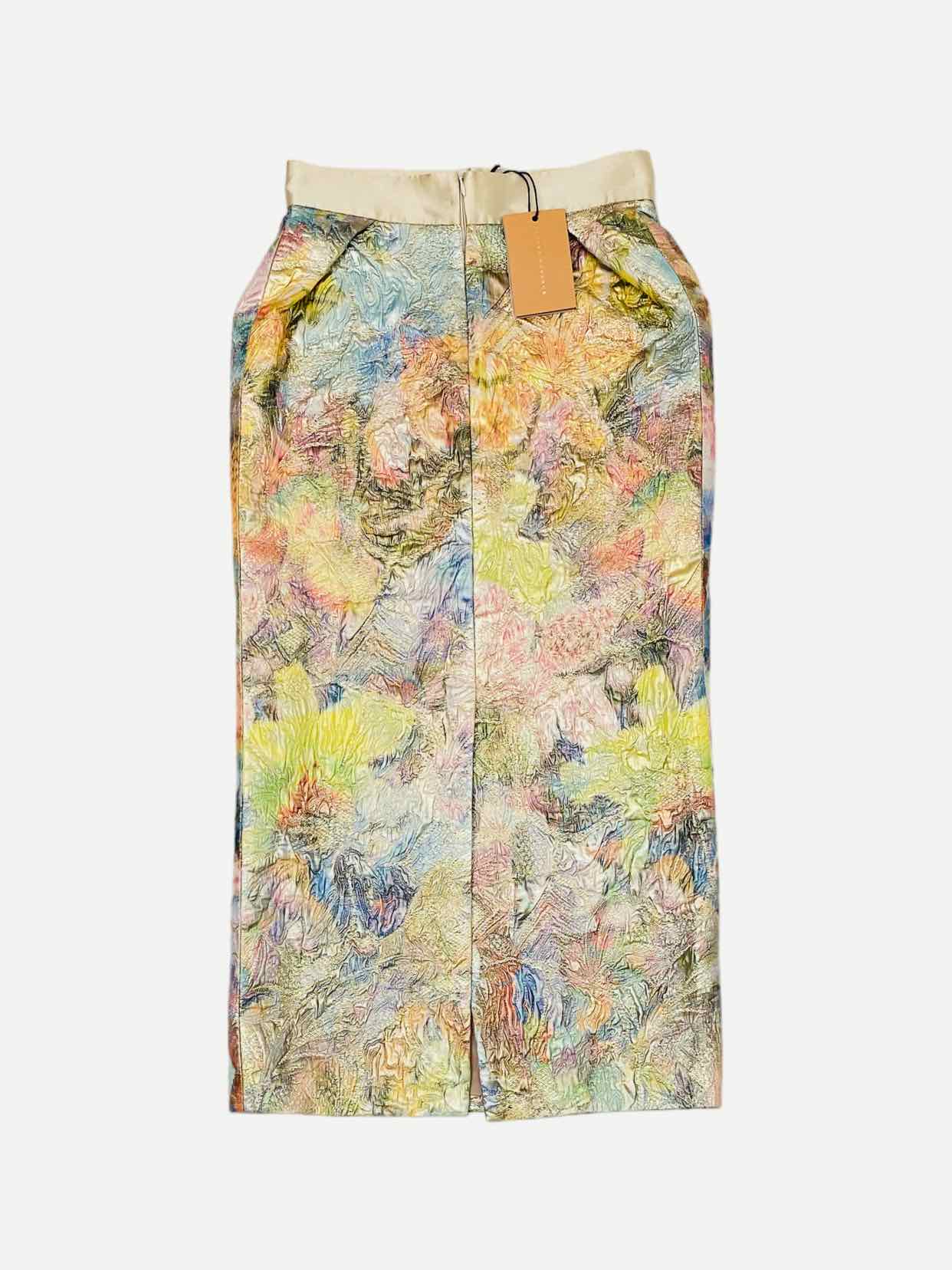 SANDRA MANSOUR Gold Multicolor Size US 2 Midi Skirt