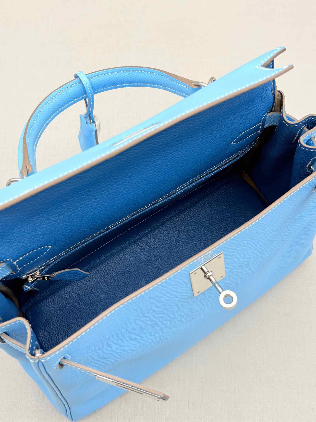 HERMES Kelly Sellier Bleu Du Nord Top Handle