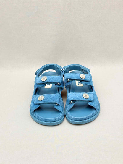 CHANEL Dad Blue Quilted Size EU 39 Sandals