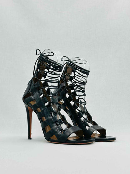 AQUAZZURA Amazon Black Size EU 38.5 Heeled Sandals
