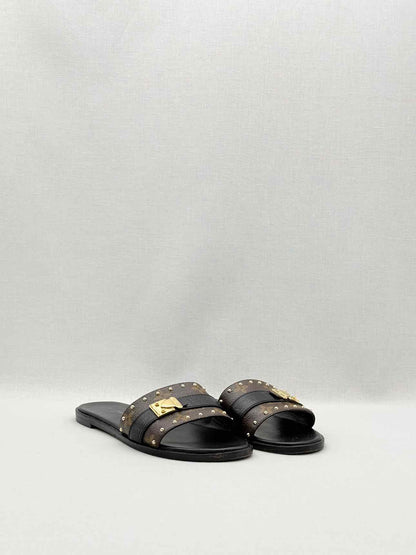 LOUIS VUITTON LOCK IT Brown & Black Size EU 37.5 Slides