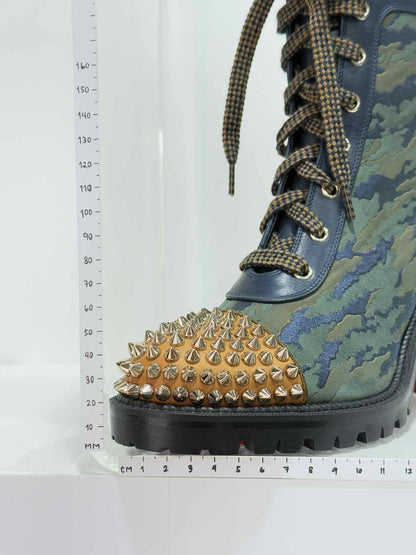 CHRISTIAN LOUBOUTIN Khaki & Tan Size EU 40 Ankle Boots